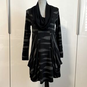 KENSIE Slouchy Long Sleeve Dress Cowl Neck Oversized Pocket, Size L